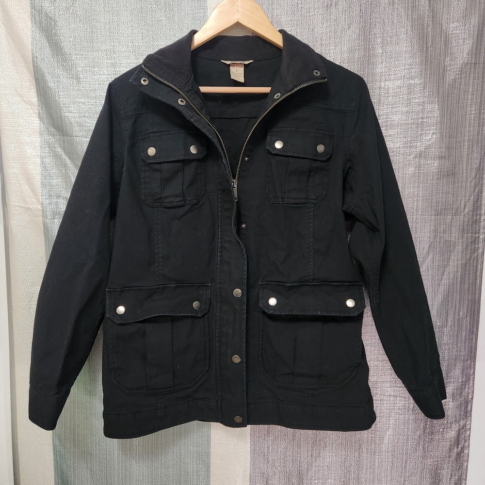 Duluth Trading Co Meena Utility Jacket Black Cotton Blend Field Coat Chore Gorp